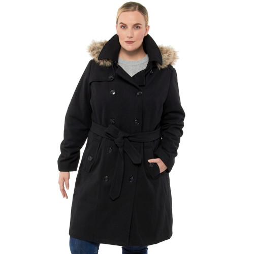 Alpine Swiss Women's Plus Size Wool Blend Long Trench Coat with